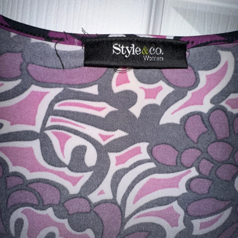 Plus Size Purple Floral Midi Dress 3X Belt Boho Style & Co Work Casual Dress - Picture 3 of 9